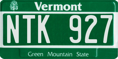 VT license plate NTK927