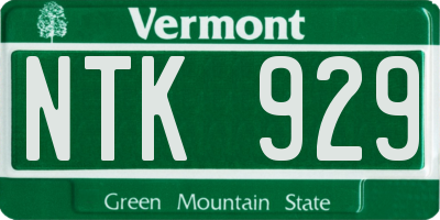 VT license plate NTK929