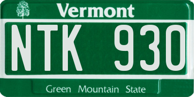 VT license plate NTK930