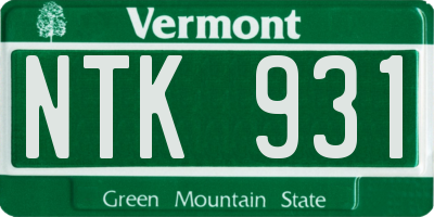 VT license plate NTK931