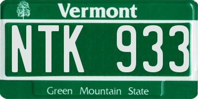 VT license plate NTK933