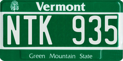 VT license plate NTK935