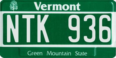 VT license plate NTK936