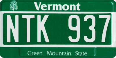 VT license plate NTK937
