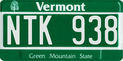 VT license plate NTK938