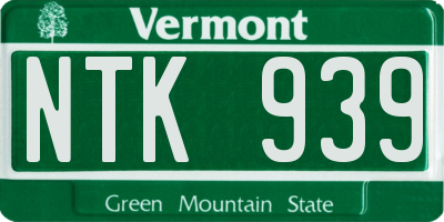 VT license plate NTK939