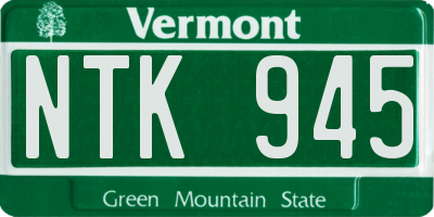 VT license plate NTK945