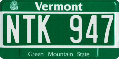 VT license plate NTK947