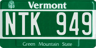 VT license plate NTK949