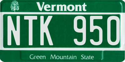 VT license plate NTK950