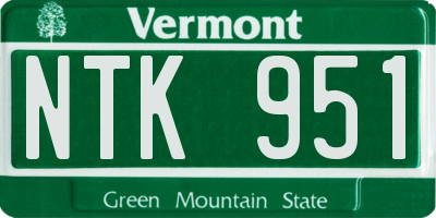 VT license plate NTK951