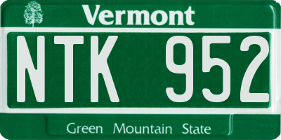 VT license plate NTK952