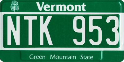 VT license plate NTK953