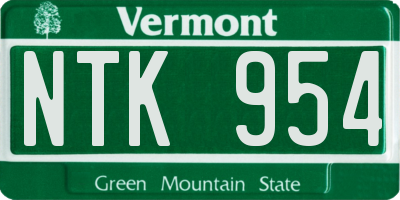 VT license plate NTK954