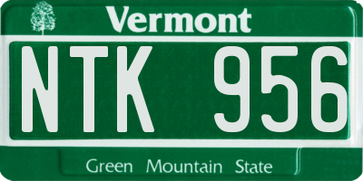 VT license plate NTK956