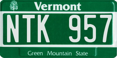 VT license plate NTK957