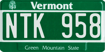 VT license plate NTK958