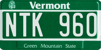 VT license plate NTK960