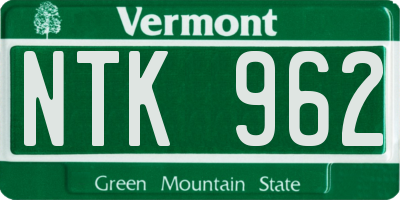 VT license plate NTK962