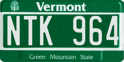 VT license plate NTK964