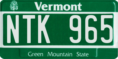 VT license plate NTK965