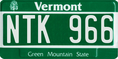 VT license plate NTK966