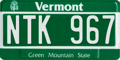 VT license plate NTK967