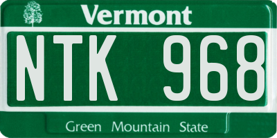 VT license plate NTK968