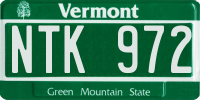 VT license plate NTK972