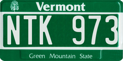 VT license plate NTK973