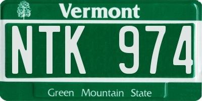 VT license plate NTK974