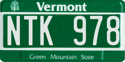 VT license plate NTK978