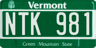 VT license plate NTK981