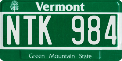 VT license plate NTK984