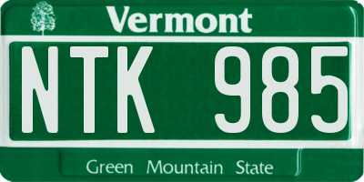 VT license plate NTK985