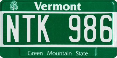 VT license plate NTK986