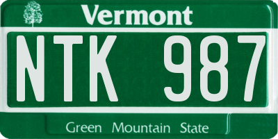 VT license plate NTK987