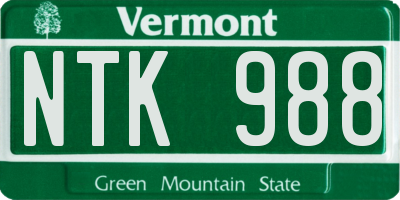 VT license plate NTK988