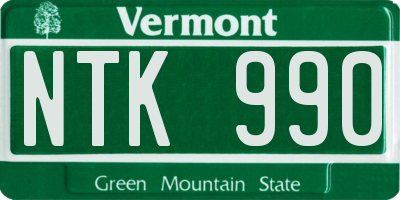 VT license plate NTK990