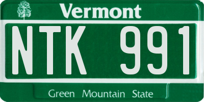 VT license plate NTK991
