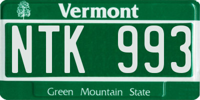 VT license plate NTK993