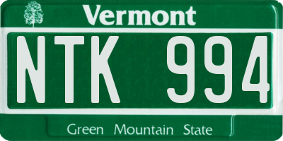 VT license plate NTK994