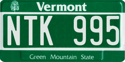 VT license plate NTK995