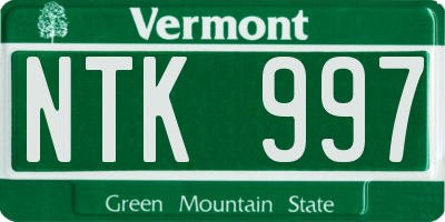 VT license plate NTK997