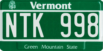 VT license plate NTK998