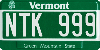 VT license plate NTK999
