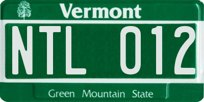 VT license plate NTL012