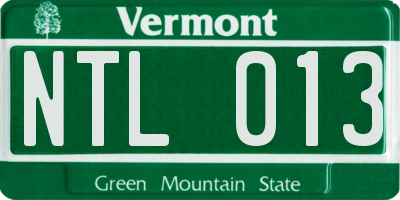VT license plate NTL013