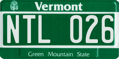 VT license plate NTL026