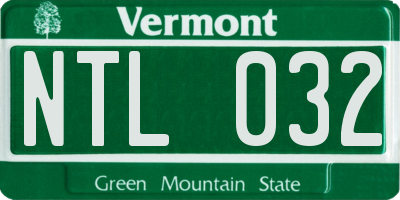 VT license plate NTL032